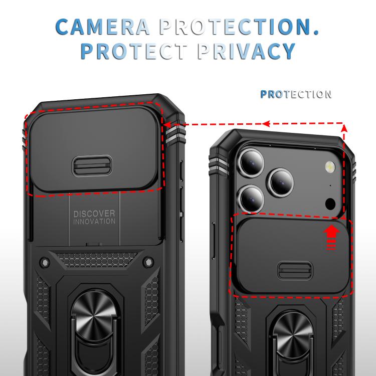 For iPhone 17 Pro Sliding Camshield TPU + PC Phone Case with Holder
