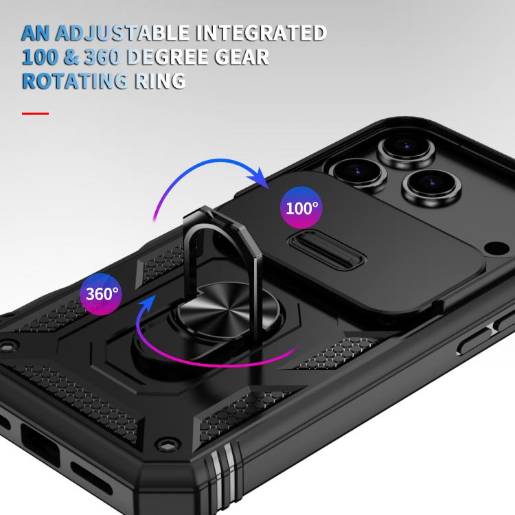 For iPhone 17 Pro Sliding Camshield TPU + PC Phone Case with Holder