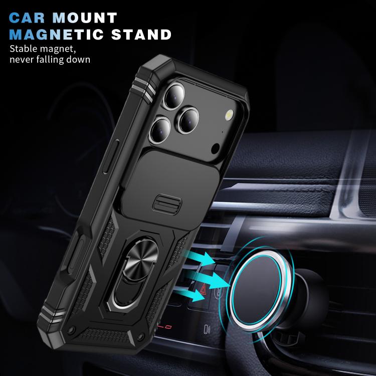 For iPhone 17 Pro Sliding Camshield TPU + PC Phone Case with Holder
