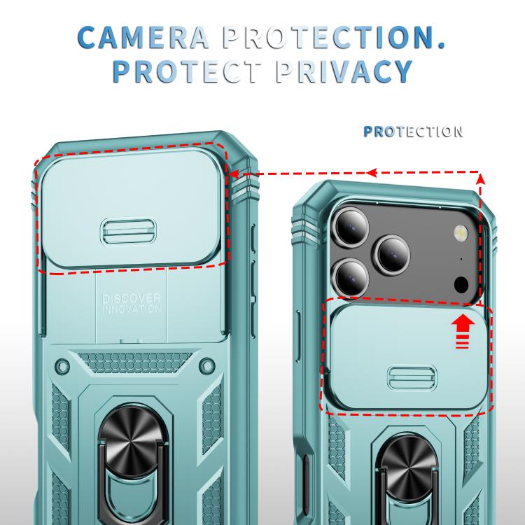 For iPhone 17 Pro Sliding Camshield TPU + PC Phone Case with Holder