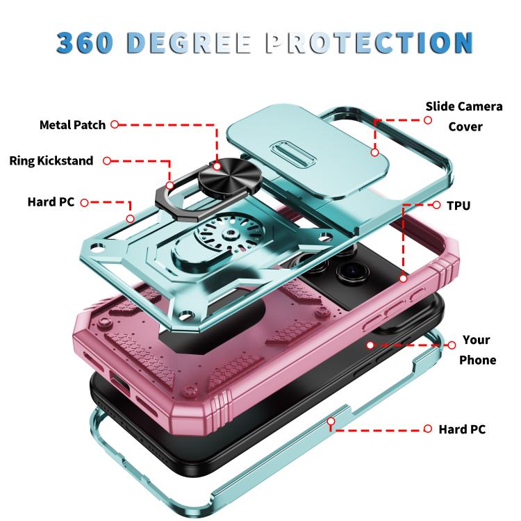 For iPhone 17 Pro Sliding Camshield TPU + PC Phone Case with Holder