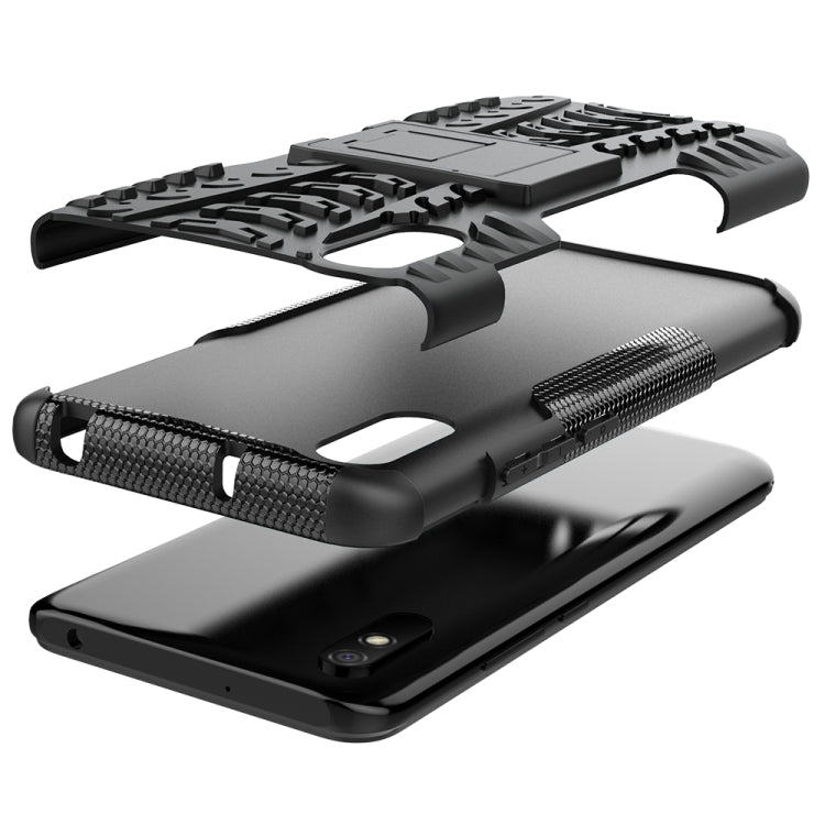 For Xiaomi Redmi 9A Tire Texture Shockproof TPU+PC Protective Case with Holder