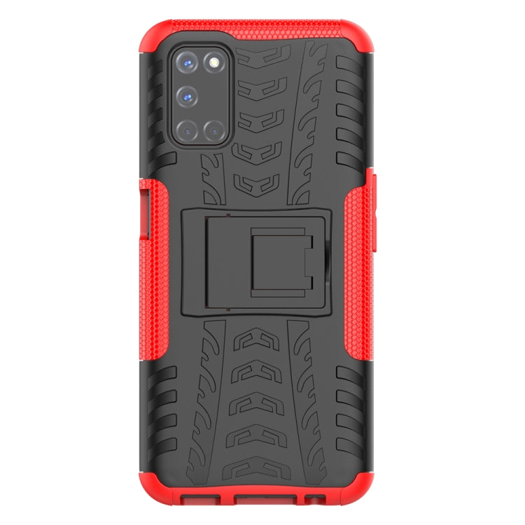 For OPPO A52 / A72 / A92 Tire Texture Shockproof TPU+PC Protective Case with Holder