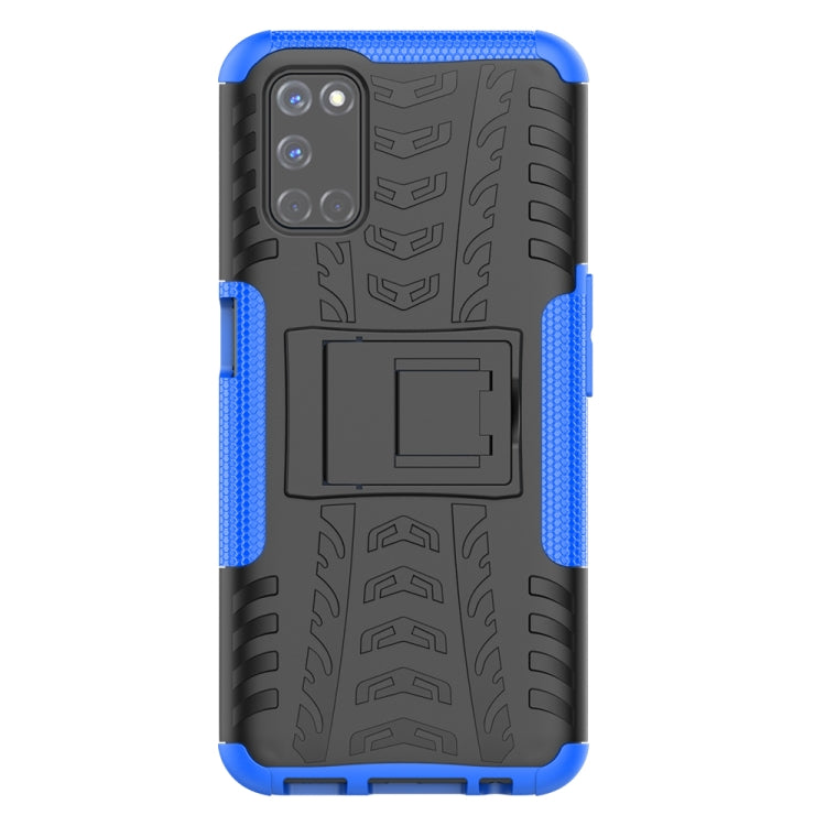 For OPPO A52 / A72 / A92 Tire Texture Shockproof TPU+PC Protective Case with Holder