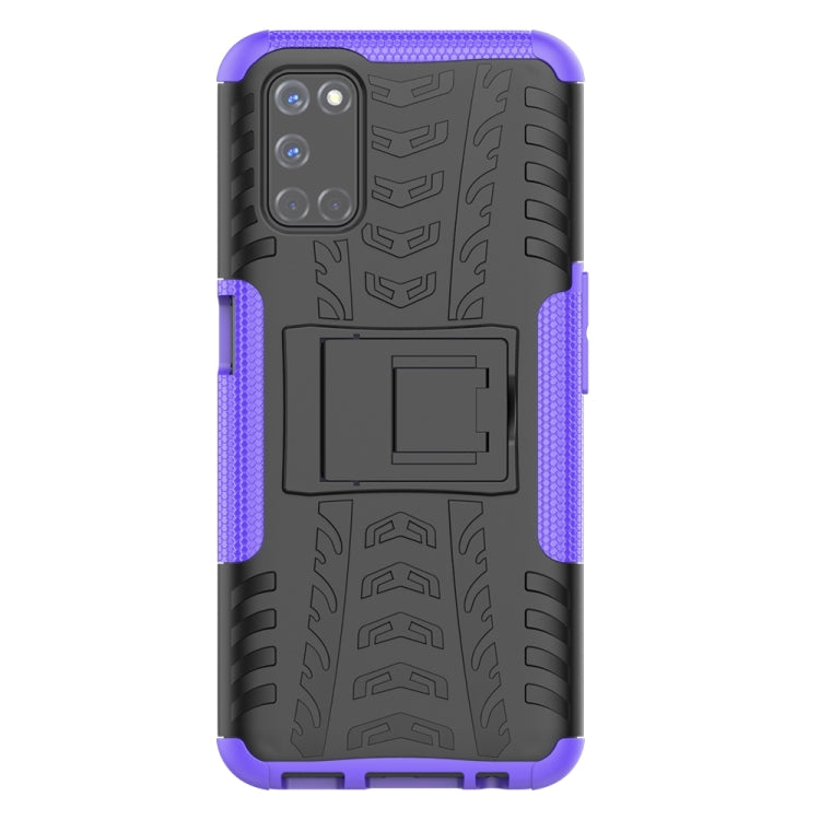 For OPPO A52 / A72 / A92 Tire Texture Shockproof TPU+PC Protective Case with Holder