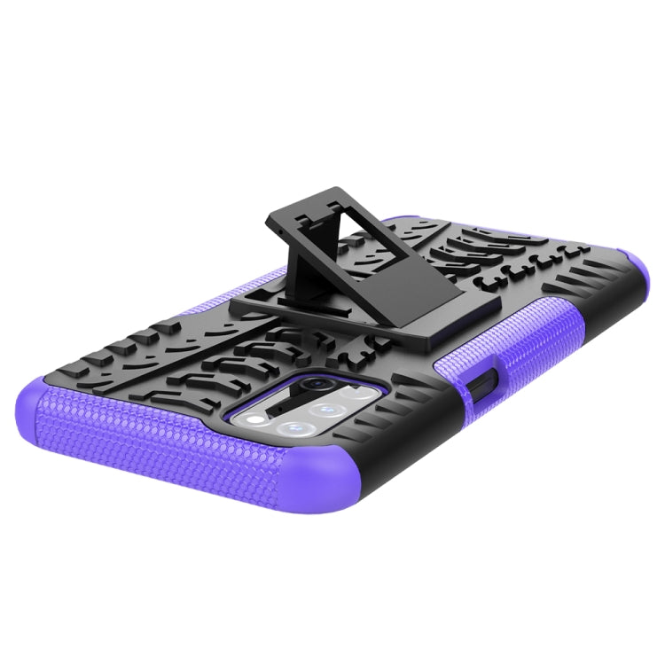 For OPPO A52 / A72 / A92 Tire Texture Shockproof TPU+PC Protective Case with Holder