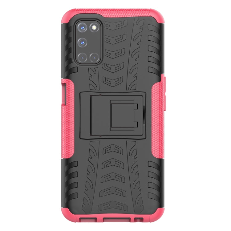 For OPPO A52 / A72 / A92 Tire Texture Shockproof TPU+PC Protective Case with Holder