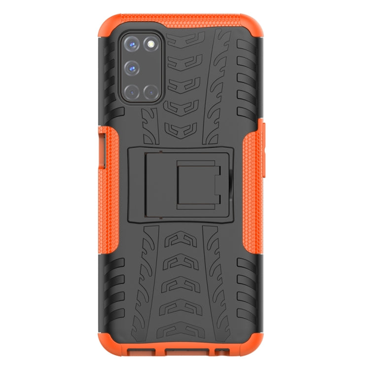 For OPPO A52 / A72 / A92 Tire Texture Shockproof TPU+PC Protective Case with Holder