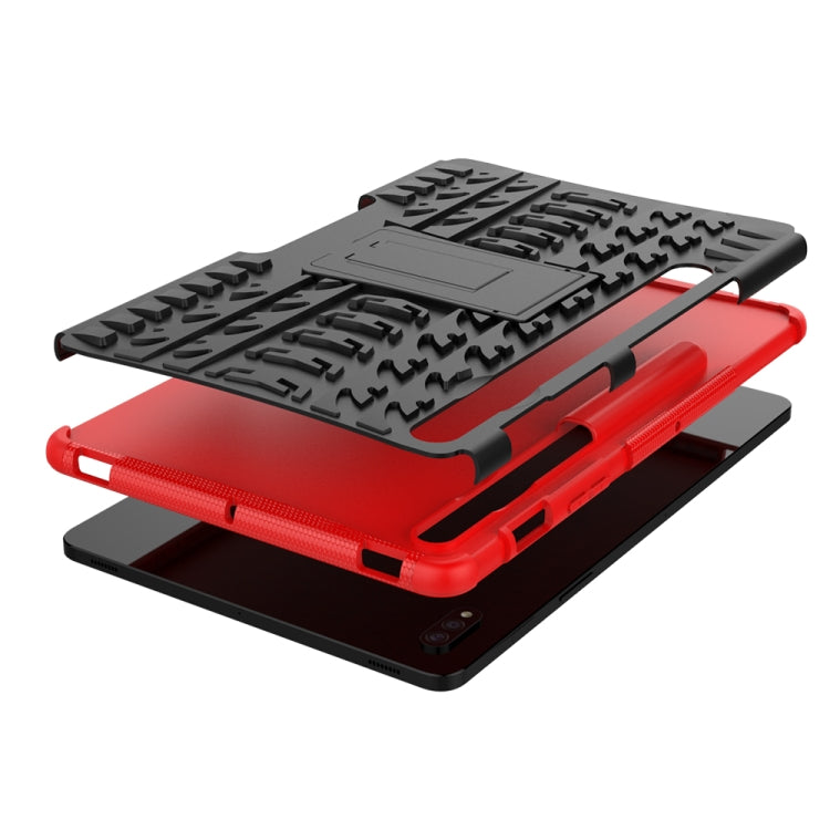 For Samsung Galaxy Tab S8 / Galaxy Tab S7 T870 / T875 Tire Texture Shockproof TPU+PC Protective Case with Holder