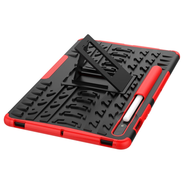 For Samsung Galaxy Tab S8 / Galaxy Tab S7 T870 / T875 Tire Texture Shockproof TPU+PC Protective Case with Holder