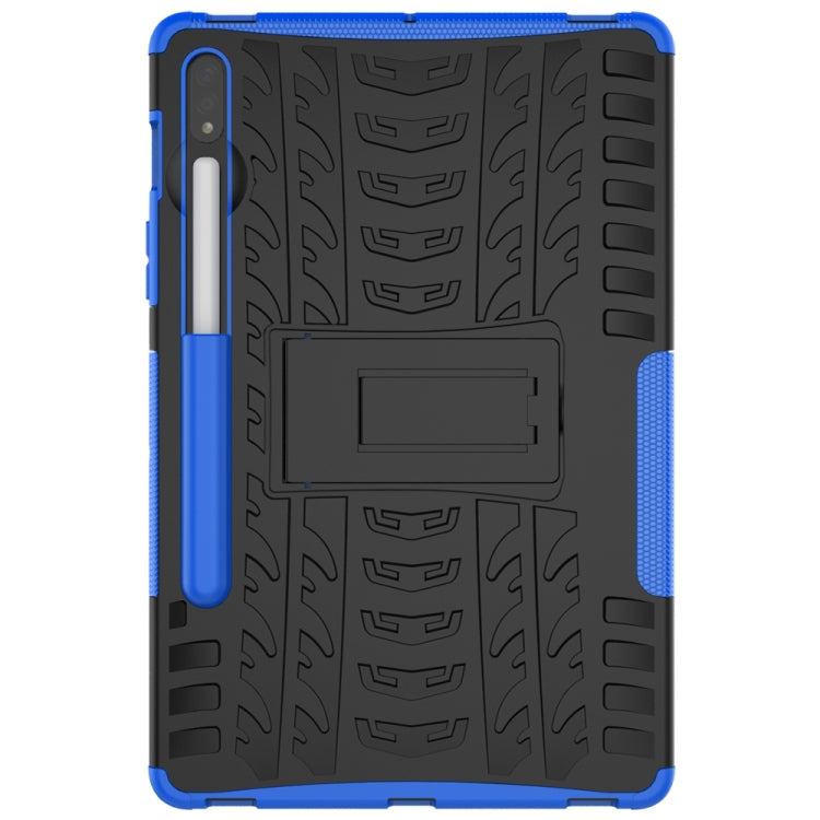 For Samsung Galaxy Tab S8 / Galaxy Tab S7 T870 / T875 Tire Texture Shockproof TPU+PC Protective Case with Holder