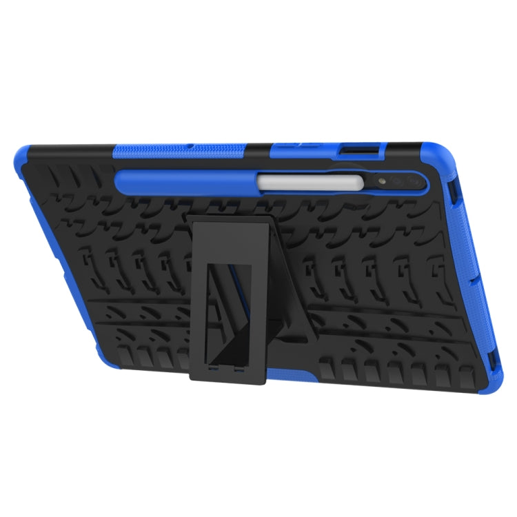 For Samsung Galaxy Tab S8 / Galaxy Tab S7 T870 / T875 Tire Texture Shockproof TPU+PC Protective Case with Holder