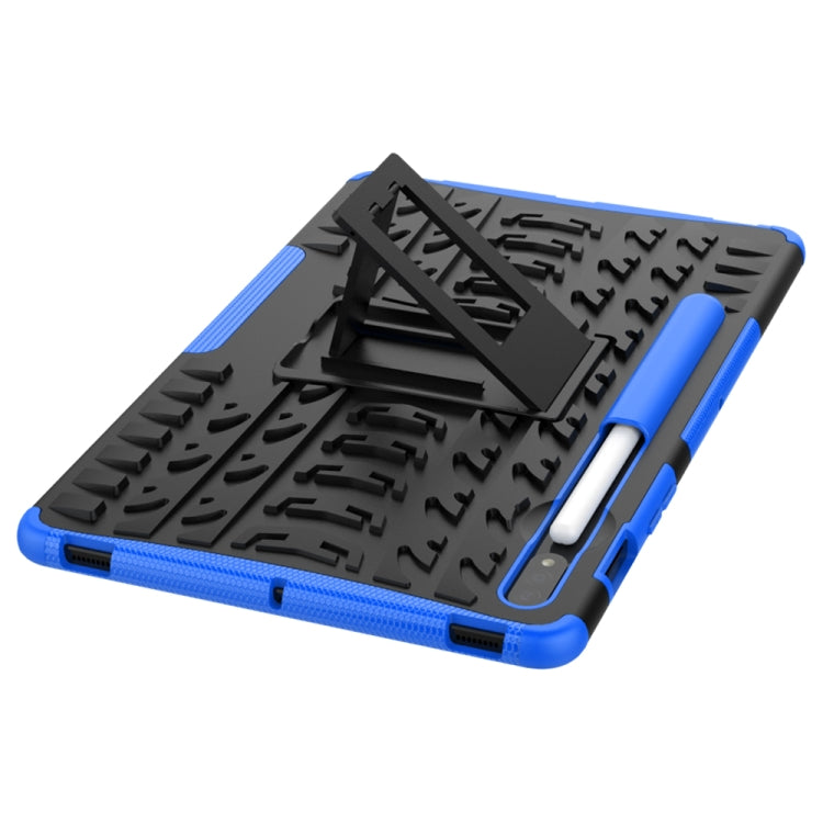 For Samsung Galaxy Tab S8 / Galaxy Tab S7 T870 / T875 Tire Texture Shockproof TPU+PC Protective Case with Holder