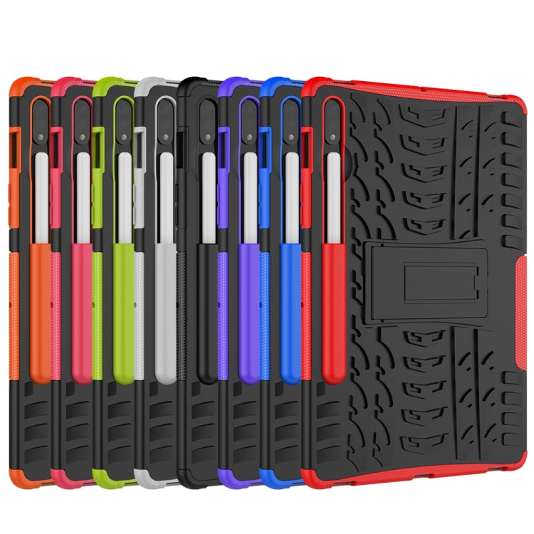 For Samsung Galaxy Tab S8 / Galaxy Tab S7 T870 / T875 Tire Texture Shockproof TPU+PC Protective Case with Holder