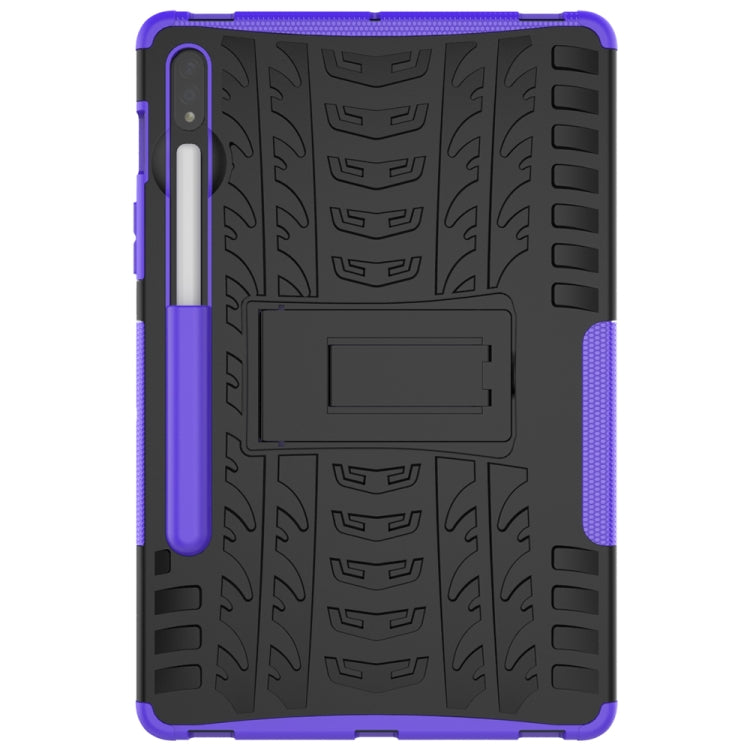For Samsung Galaxy Tab S8 / Galaxy Tab S7 T870 / T875 Tire Texture Shockproof TPU+PC Protective Case with Holder
