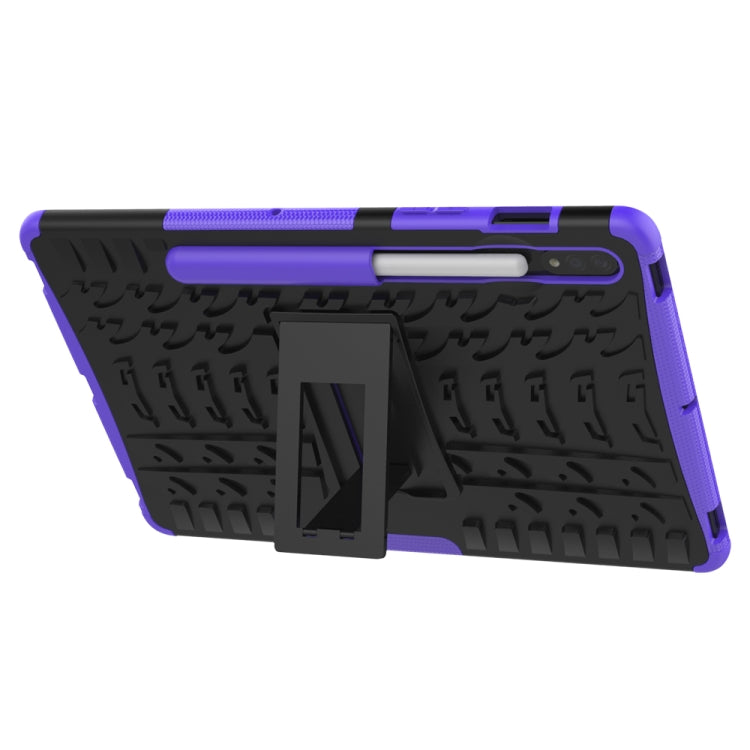 For Samsung Galaxy Tab S8 / Galaxy Tab S7 T870 / T875 Tire Texture Shockproof TPU+PC Protective Case with Holder