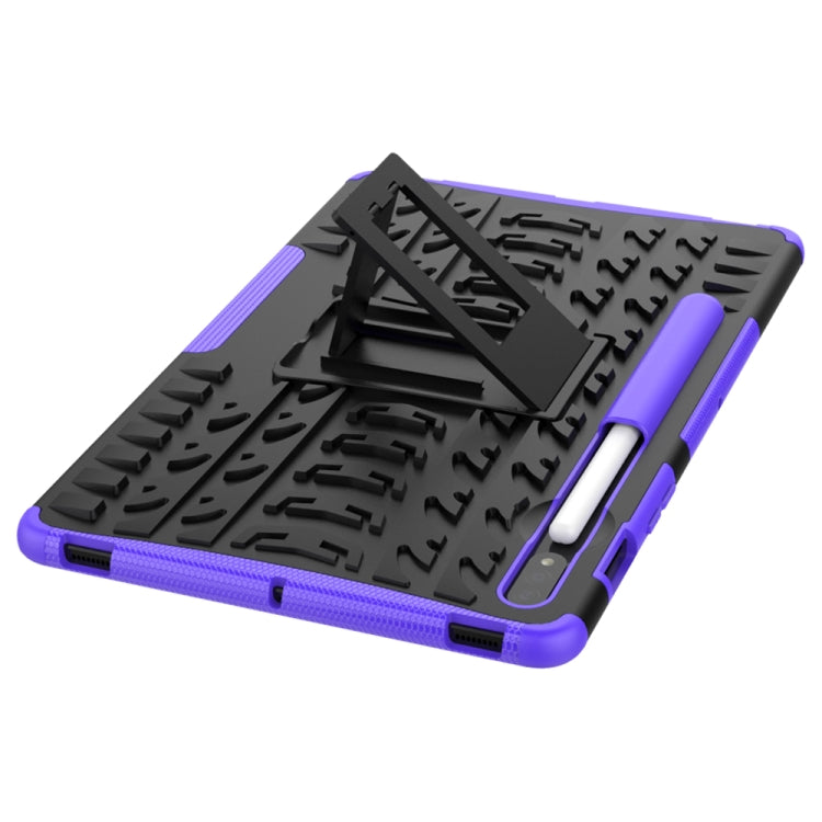 For Samsung Galaxy Tab S8 / Galaxy Tab S7 T870 / T875 Tire Texture Shockproof TPU+PC Protective Case with Holder