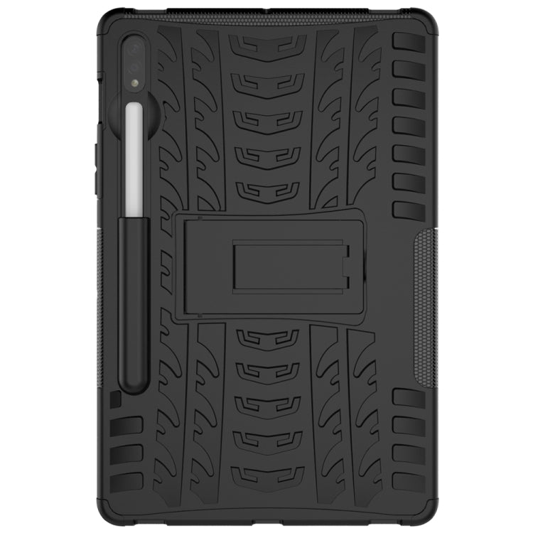 For Samsung Galaxy Tab S8 / Galaxy Tab S7 T870 / T875 Tire Texture Shockproof TPU+PC Protective Case with Holder