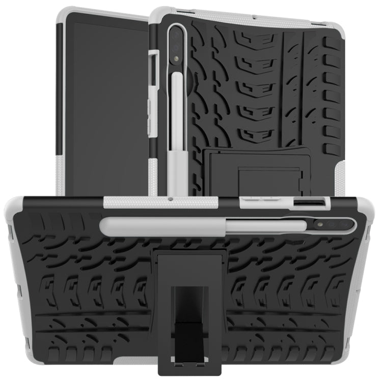 For Samsung Galaxy Tab S8 / Galaxy Tab S7 T870 / T875 Tire Texture Shockproof TPU+PC Protective Case with Holder