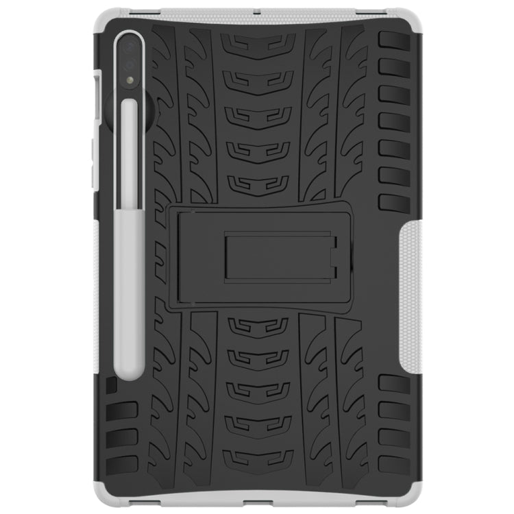 For Samsung Galaxy Tab S8 / Galaxy Tab S7 T870 / T875 Tire Texture Shockproof TPU+PC Protective Case with Holder