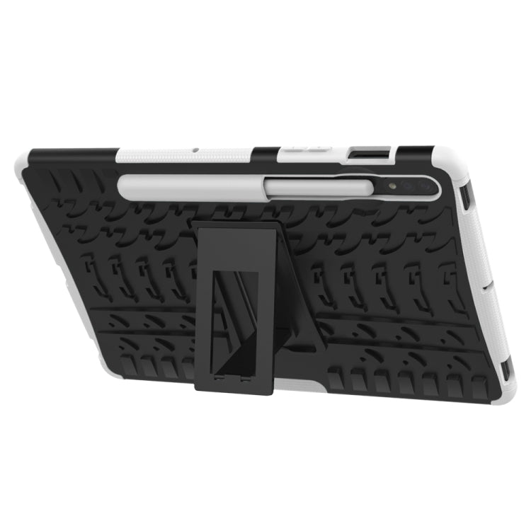 For Samsung Galaxy Tab S8 / Galaxy Tab S7 T870 / T875 Tire Texture Shockproof TPU+PC Protective Case with Holder