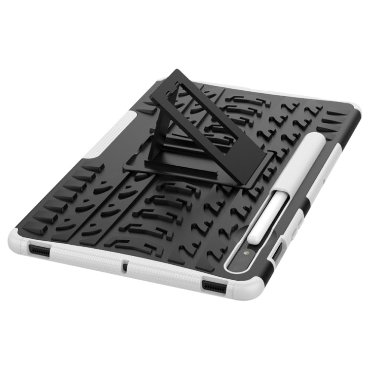 For Samsung Galaxy Tab S8 / Galaxy Tab S7 T870 / T875 Tire Texture Shockproof TPU+PC Protective Case with Holder