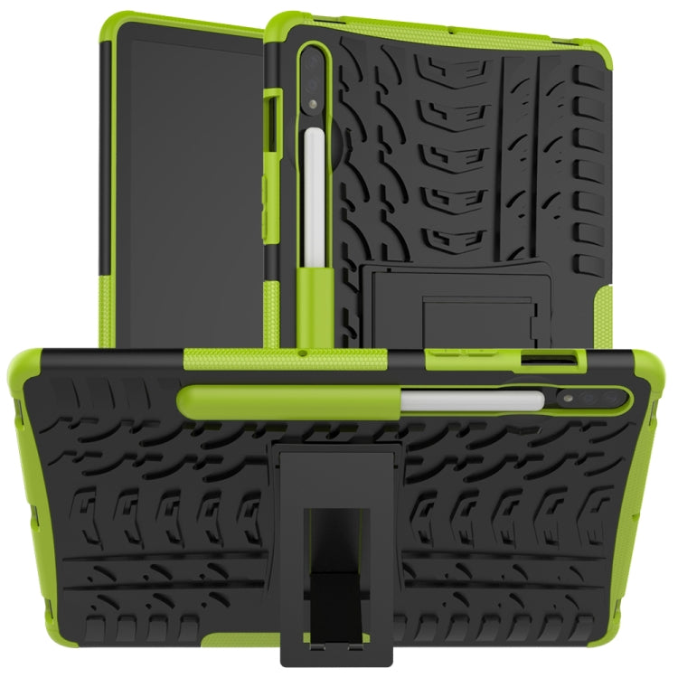 For Samsung Galaxy Tab S8 / Galaxy Tab S7 T870 / T875 Tire Texture Shockproof TPU+PC Protective Case with Holder