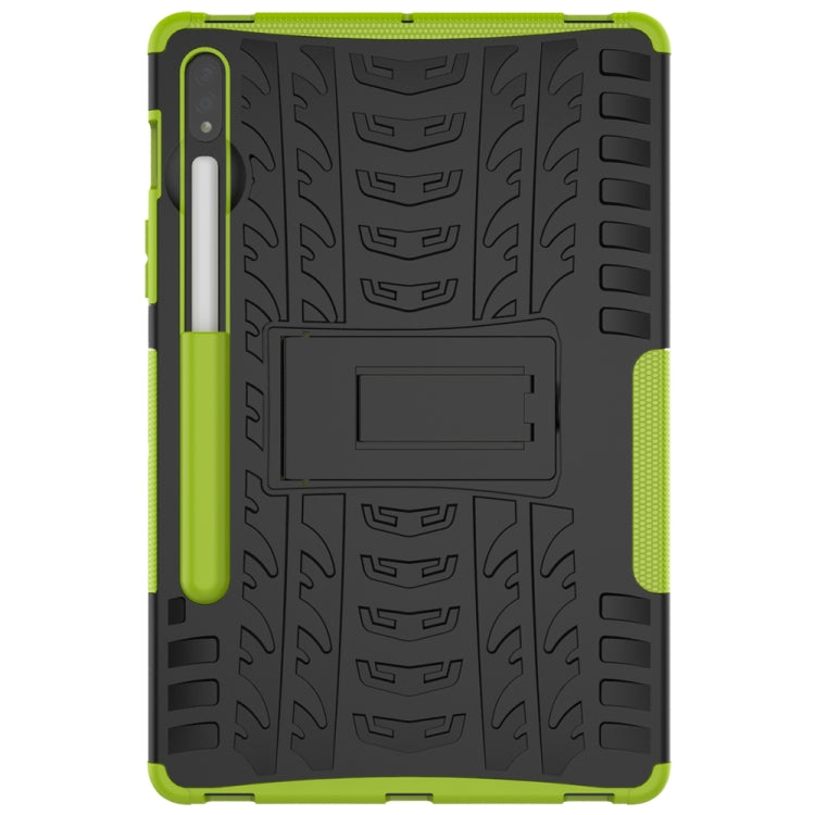 For Samsung Galaxy Tab S8 / Galaxy Tab S7 T870 / T875 Tire Texture Shockproof TPU+PC Protective Case with Holder