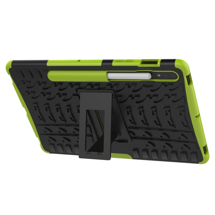 For Samsung Galaxy Tab S8 / Galaxy Tab S7 T870 / T875 Tire Texture Shockproof TPU+PC Protective Case with Holder