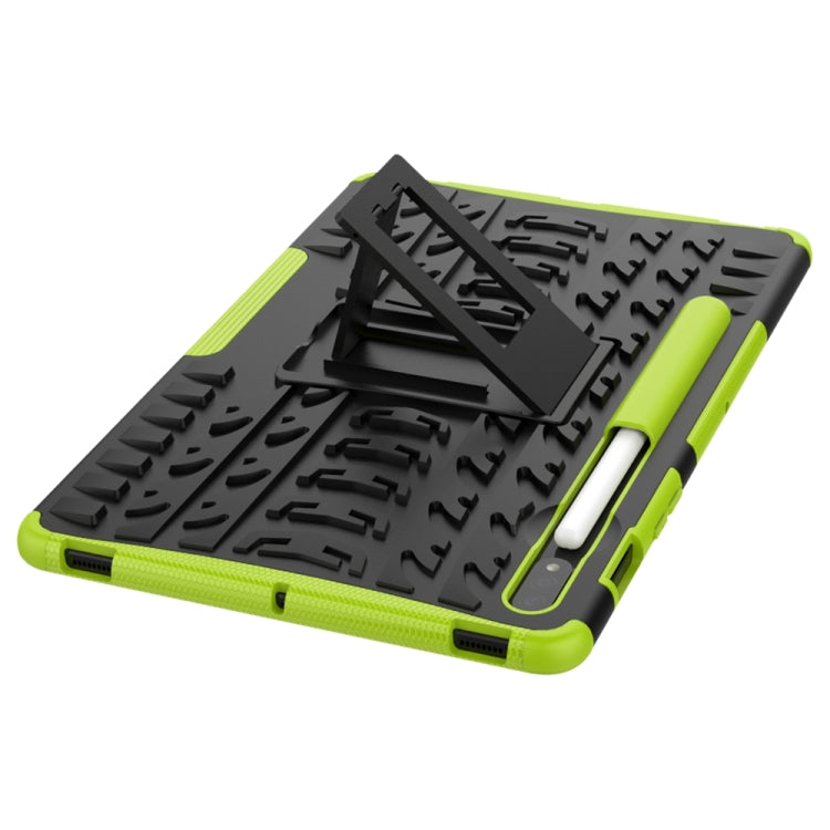 For Samsung Galaxy Tab S8 / Galaxy Tab S7 T870 / T875 Tire Texture Shockproof TPU+PC Protective Case with Holder