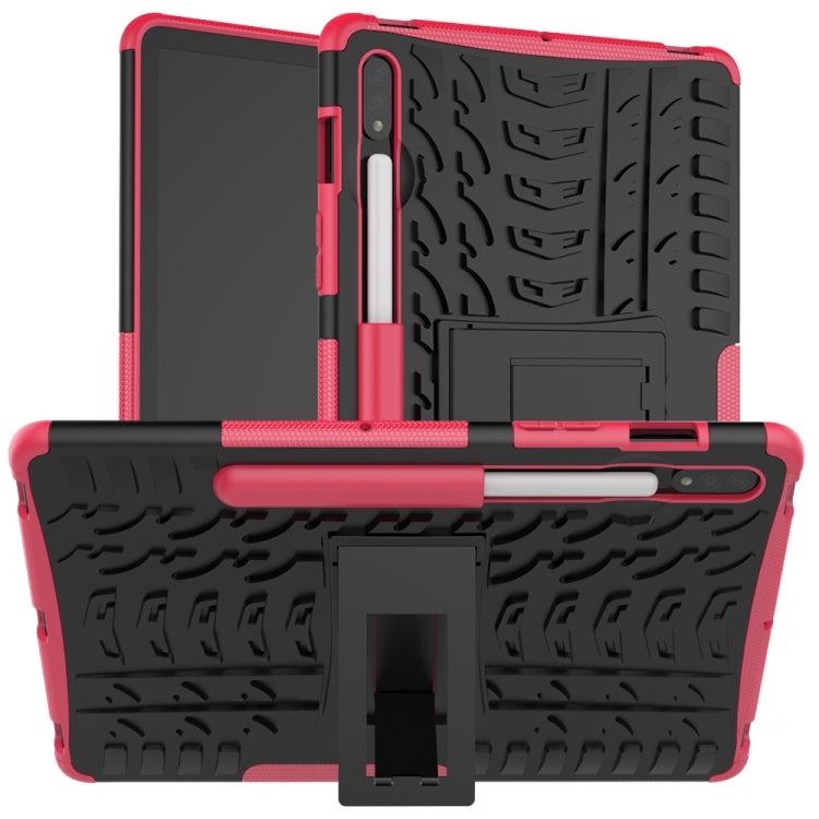 For Samsung Galaxy Tab S8 / Galaxy Tab S7 T870 / T875 Tire Texture Shockproof TPU+PC Protective Case with Holder