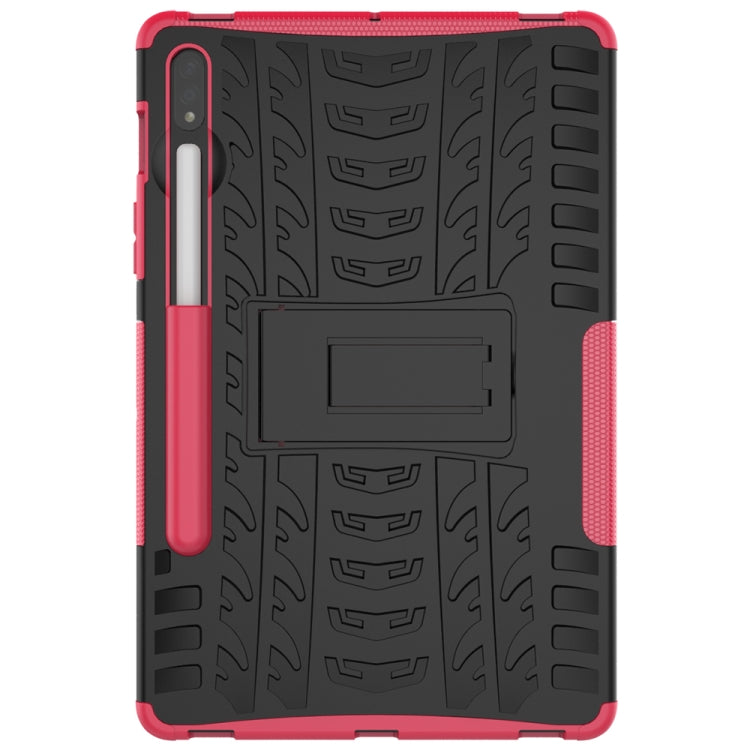 For Samsung Galaxy Tab S8 / Galaxy Tab S7 T870 / T875 Tire Texture Shockproof TPU+PC Protective Case with Holder