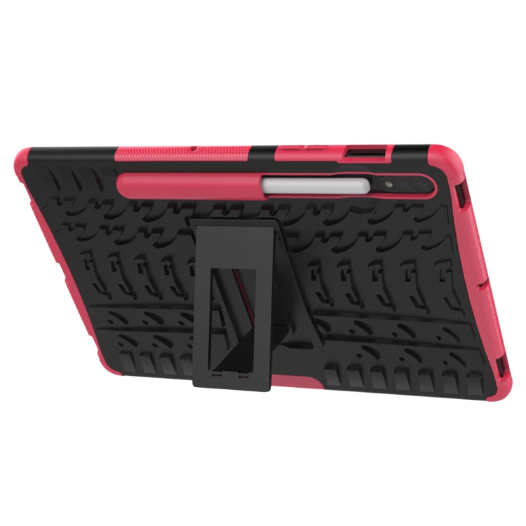 For Samsung Galaxy Tab S8 / Galaxy Tab S7 T870 / T875 Tire Texture Shockproof TPU+PC Protective Case with Holder