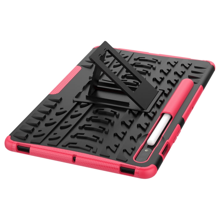 For Samsung Galaxy Tab S8 / Galaxy Tab S7 T870 / T875 Tire Texture Shockproof TPU+PC Protective Case with Holder