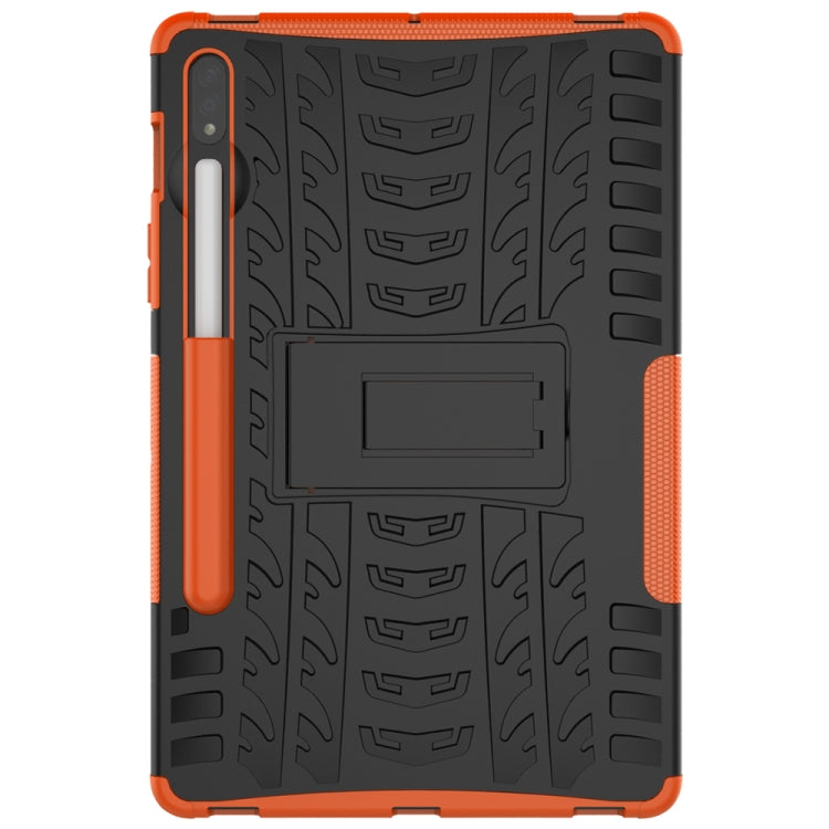 For Samsung Galaxy Tab S8 / Galaxy Tab S7 T870 / T875 Tire Texture Shockproof TPU+PC Protective Case with Holder