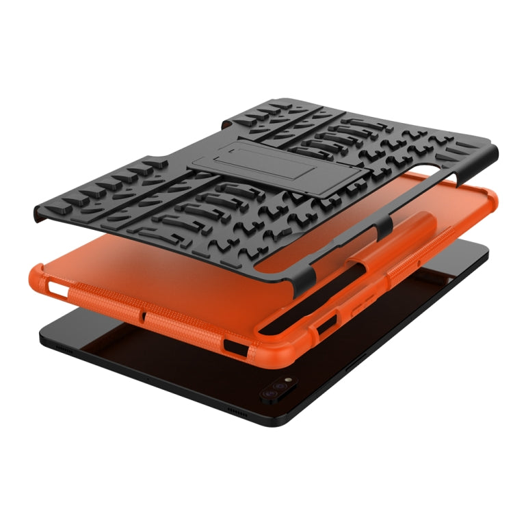For Samsung Galaxy Tab S8 / Galaxy Tab S7 T870 / T875 Tire Texture Shockproof TPU+PC Protective Case with Holder