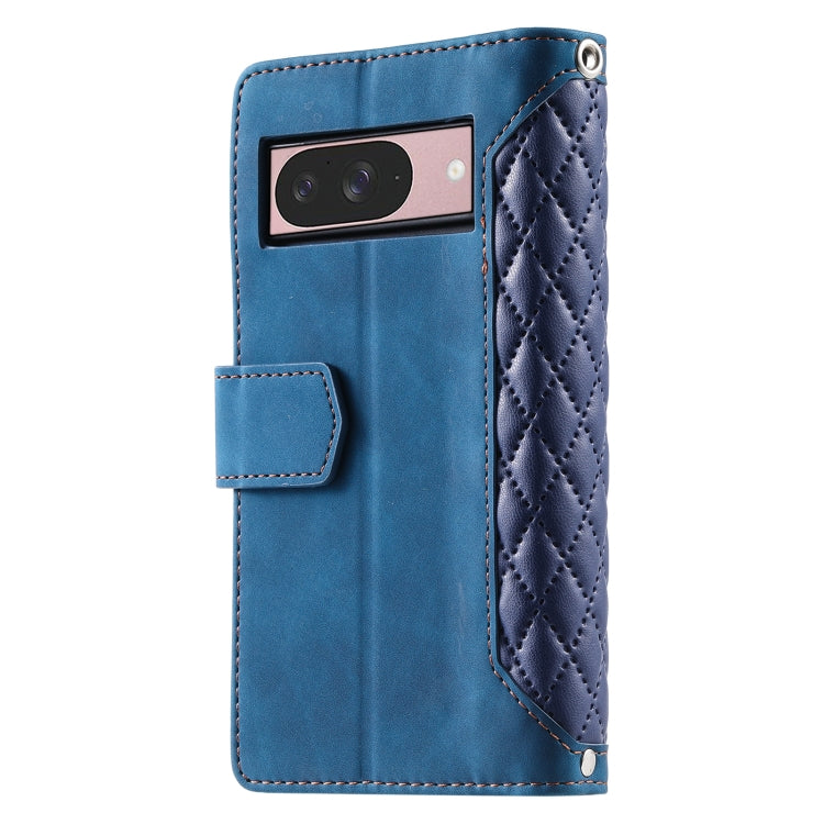 For Google Pixel 9 / 9 Pro Grid Texture Zipper Leather Phone Case with Lanyard