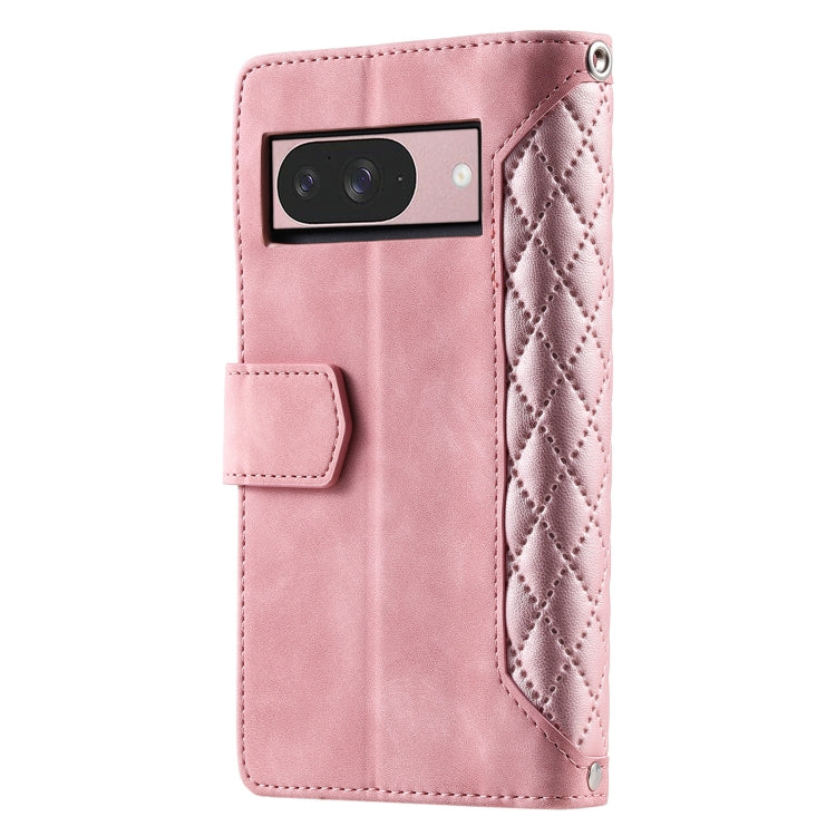 For Google Pixel 9 / 9 Pro Grid Texture Zipper Leather Phone Case with Lanyard