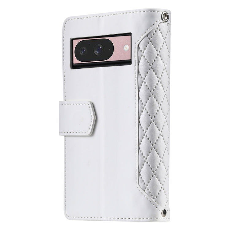 For Google Pixel 9 / 9 Pro Grid Texture Zipper Leather Phone Case with Lanyard