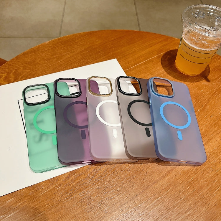 For iPhone 11 Pro Golden Shield Frosted Semi-transparent MagSafe PC Phone Case