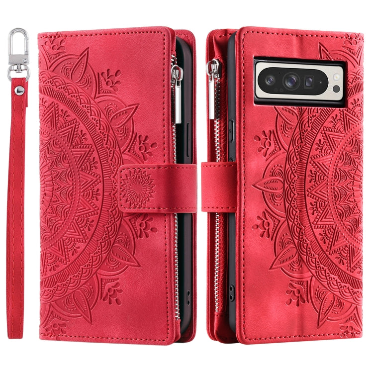 For Google Pixel 9 Pro XL Multi-Card Totem Zipper Leather Phone Case