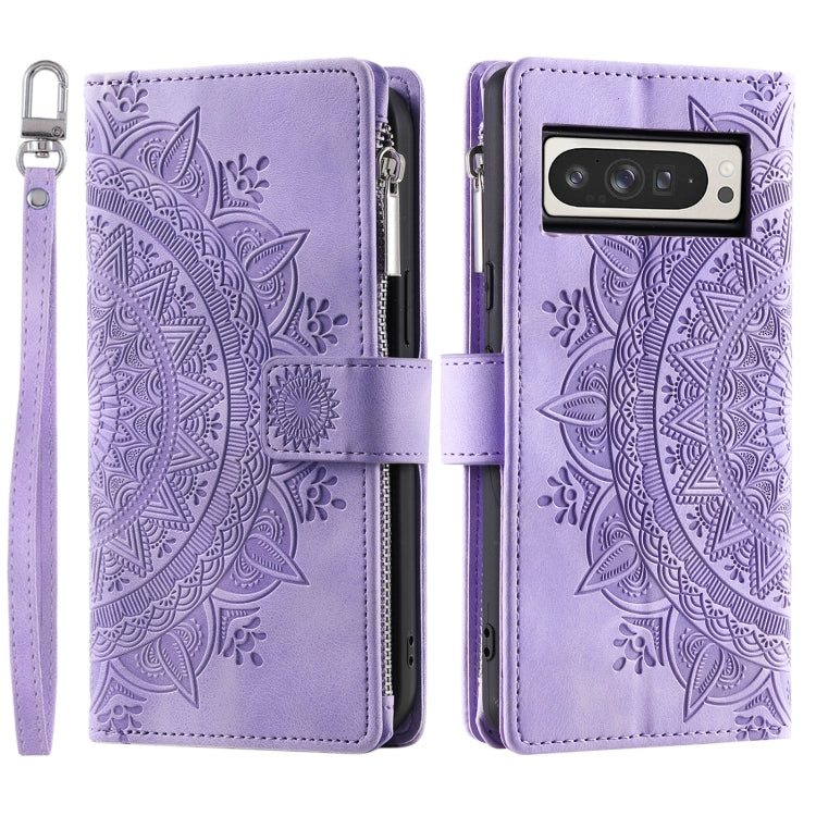 For Google Pixel 9 Pro XL Multi-Card Totem Zipper Leather Phone Case