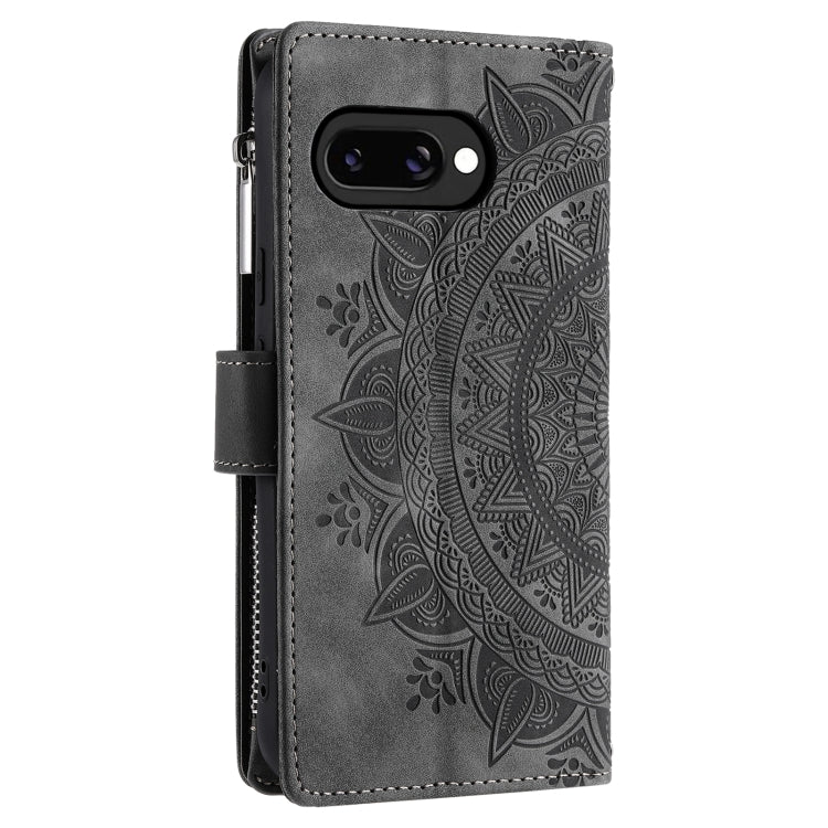 For Google Pixel 9a Multi-Card Totem Zipper Leather Phone Case