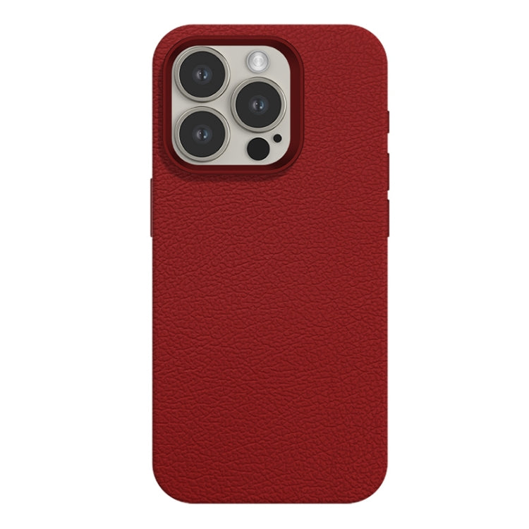 For iPhone 15 Pro Max Skin Feel Leather Texture MagSafe Magnetic Phone Case