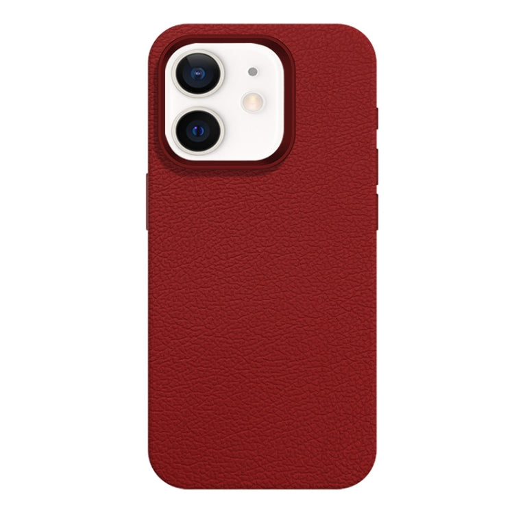 For iPhone 12 Skin Feel Leather Texture MagSafe Magnetic Phone Case