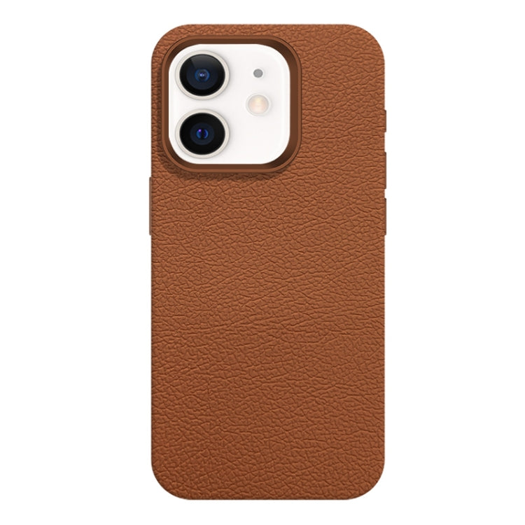 For iPhone 12 Skin Feel Leather Texture MagSafe Magnetic Phone Case