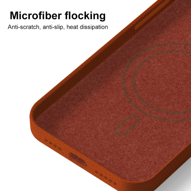 For iPhone 14 Pro Max Skin Feel Leather Texture MagSafe Magnetic Phone Case