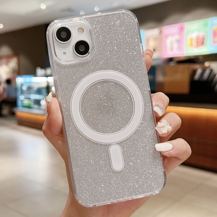 For iPhone 14 Plus Acrylic Transparent Glitter MagSafe Phone Case