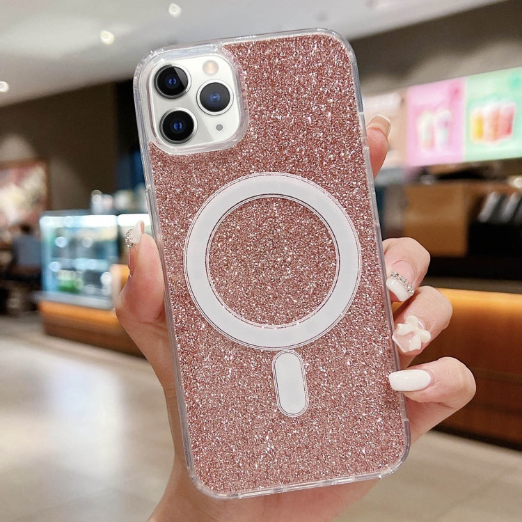 For iPhone 11 Pro Max Acrylic Transparent Glitter MagSafe Phone Case