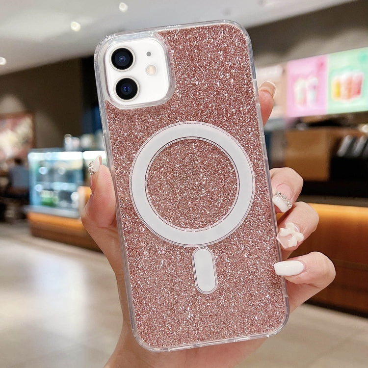 For iPhone 11 Acrylic Transparent Glitter MagSafe Phone Case